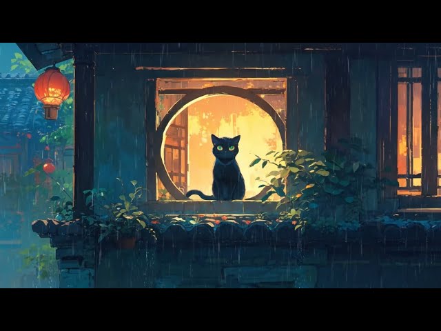 A Rainy Night in an Ancient Japanese Town 🏮 Lofi & Rain Sounds for Sleeping