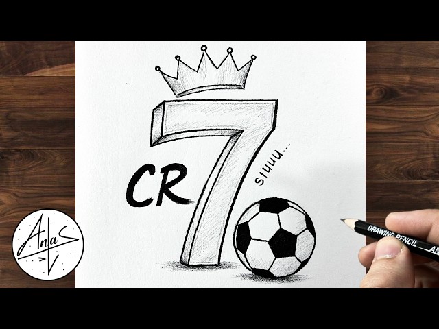 CR7 Easy 3D Drawing ⚽ | 3D Cristiano Ronaldo Number 7 Pencil Sketch Tutorial