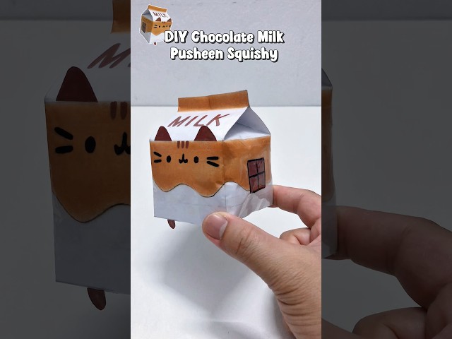 DIY Chocolate Milk Pusheen Squishy 🥰  #squishy #diy #craft #papersquishy #annacrafts