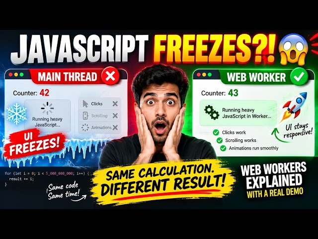 Why Your JavaScript Freezes the UI 😱 | Web Workers Explained with a Real Demo