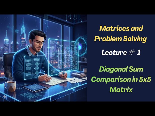 Diagonal Sum Comparison in 5x5 Matrix | Simple C++ Explanation