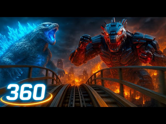 360 / VR Epic Godzilla vs Mecha Godzilla vs Monster Roller Coaster
