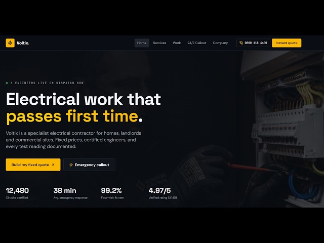 Electrical Contractor Website Template  Booking, Quotes & Full Source Code