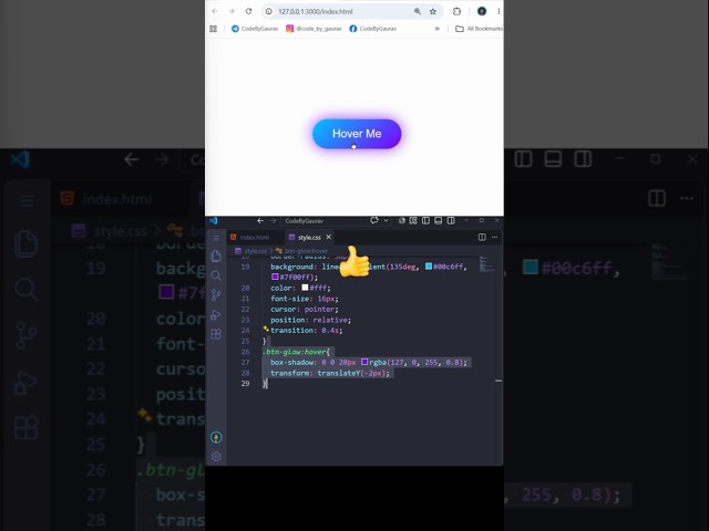 Glowing Button with Hover Effect 🔥 | HTML & CSS #shorts🎯#html #css #uidesign