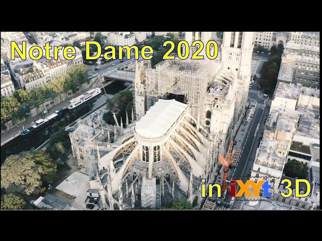 Notre-Dame de Paris repairing,  Île de la Cité, France in calming iXYt 3D side-by-side video for VR
