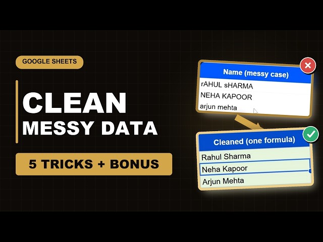 5 Google Sheets Tricks to Clean Messy Data (TRIM, PROPER, SPLIT, UNIQUE, ISEMAIL)