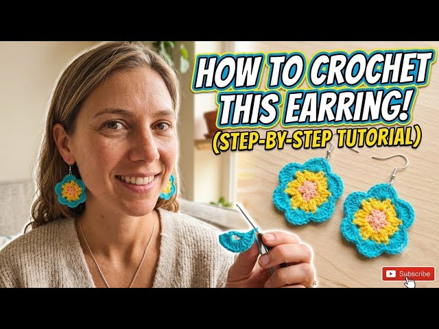 ​How to Crochet These Aesthetic viral Flower Earrings! (Step-by-Step) in 15 minutes #crochetearrings