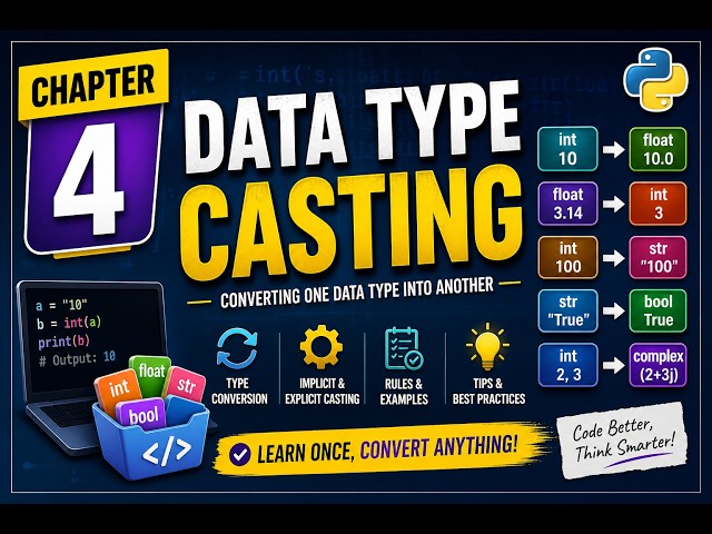 Chapter 4: Data Type Casting in Python (Beginner Friendly | Hinglish + English)🚀