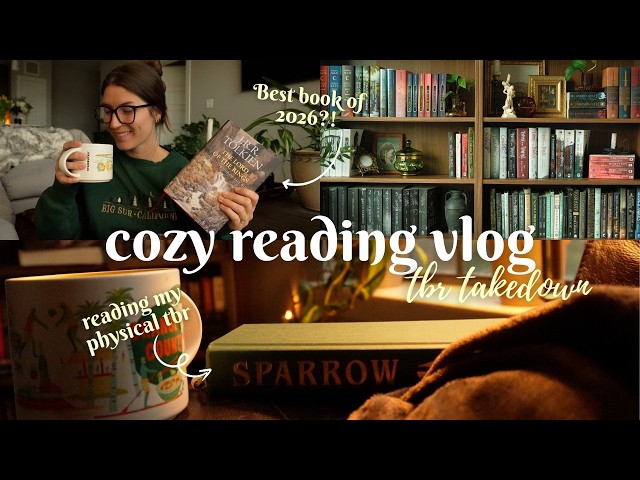 Reading my physical tbr 🌧️🌱 cozy weekly reading vlog