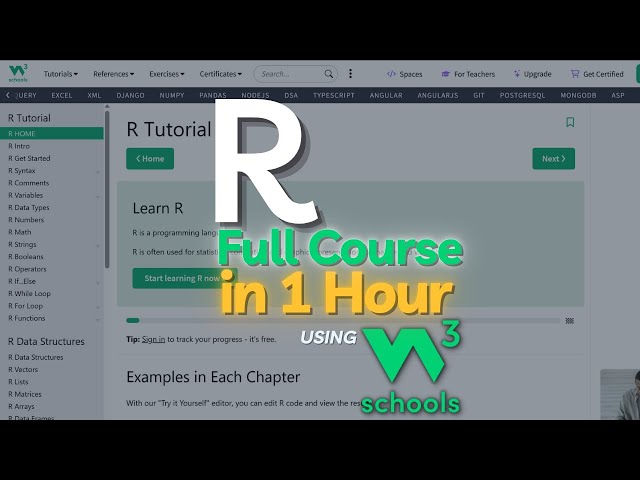W3Schools R Programming Full Course in 1 Hour | R-Programming Tutorial using W3Schools