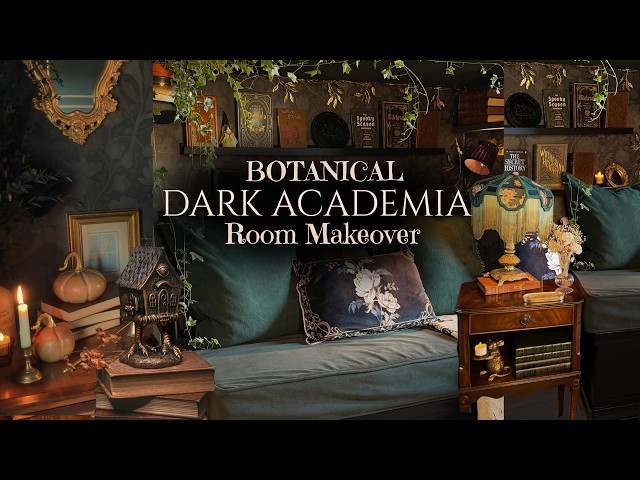 Botanical Dark Academia Room Makeover 🌿 tiny library, guest room & studio
