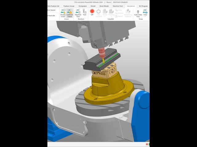 PowerMill 2024 Smooth Toolpath With vs Without Intermediate Curve #5axismachining #powermill #cnc