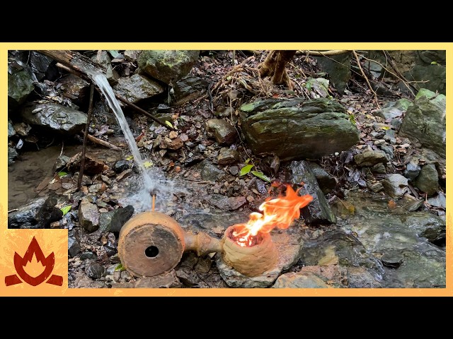 Primitive Technology: Water powered forge blower