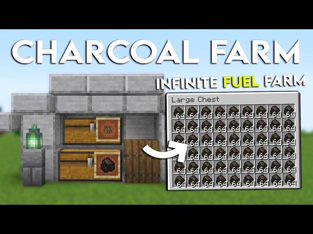 MINECRAFT EASY AUTOMATIC CHARCOAL FARM GENERATOR 26.3 TUTORIAL