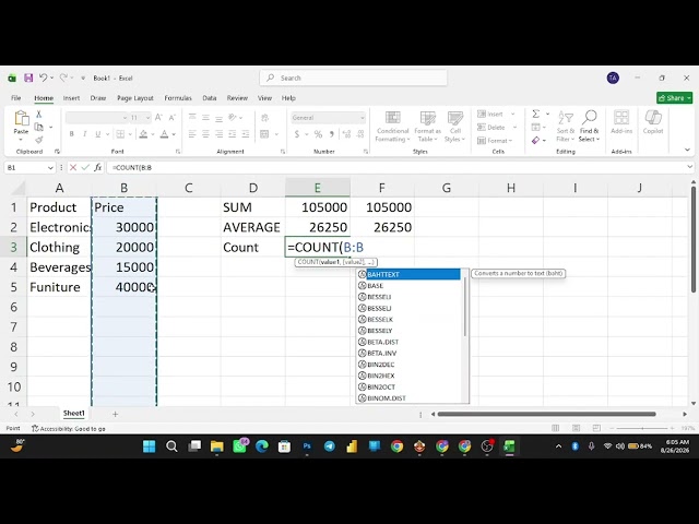 5 Essential Excel Functions Every Beginner Should Know | SUM, AVERAGE, COUNT, IF & COUNTA