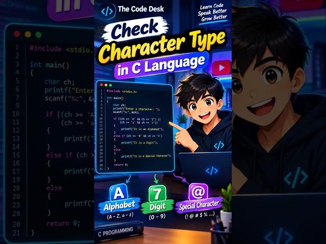 C Program to Check Alphabet, Digit or Special Character 🔥