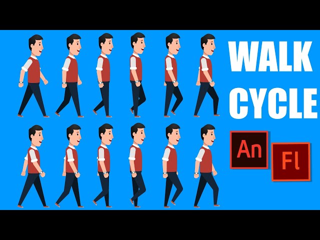 Side Walk Cycle in Adobe Animate CC tutorial | frame by frame Rigging Walk cycle