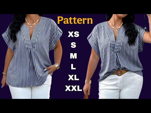 ✅ Sew Your Own Summer Blouse | Easy V-Neck Top Pattern Drafting