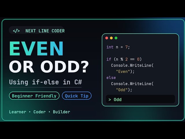 Even Or Odd Number program Using if-else in C# 