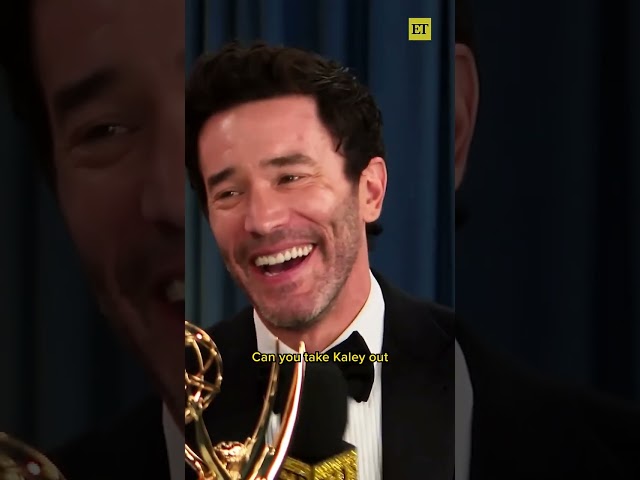 Tom Pelphrey Celebrates First Emmy Win Backstage With Kaley Cuoco
