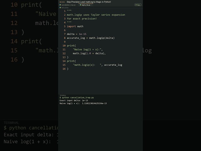 Stop Precision Loss! math.log1p Magic in Python! #python #datascience #machinelearning #math