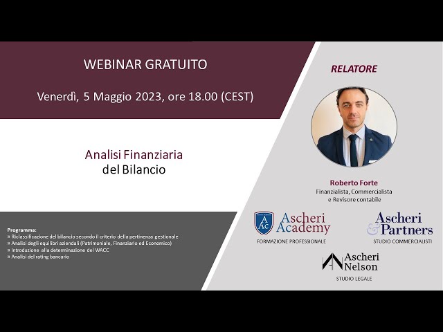 Webinar: Analisi Finanziaria del Bilancio