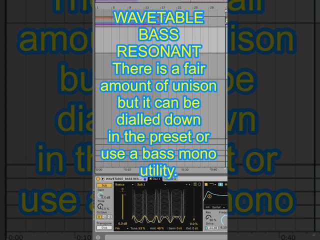 Ableton Wavetable Bass Resonant Preset....! From my new preset pack!!