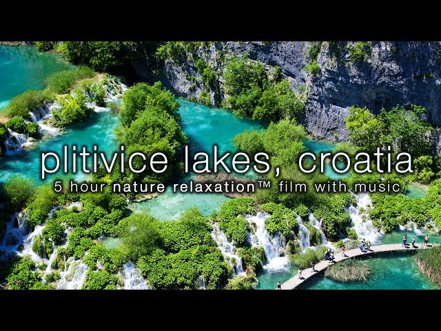 [HD]  Plitvice Lakes, Croatia 5HR Nature Relaxation Video w/ Instrumental Harp, Flute & Piano Music