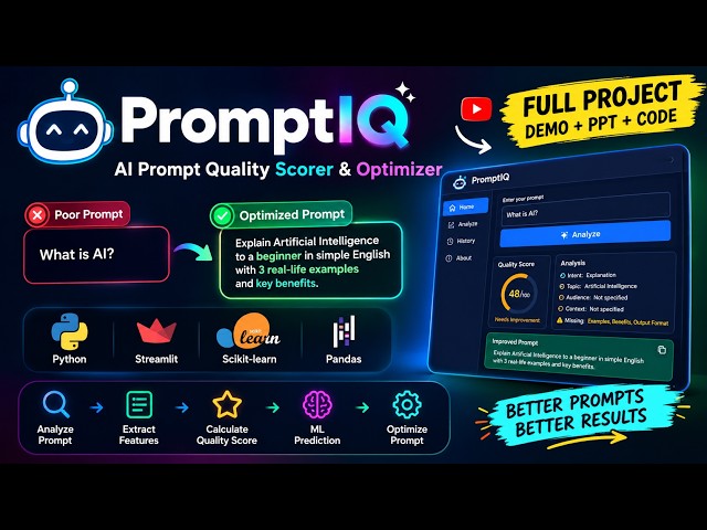 PromptIQ 🤖 | AI Prompt Quality Scorer & Optimizer | Full Project Demo + Code Explained
