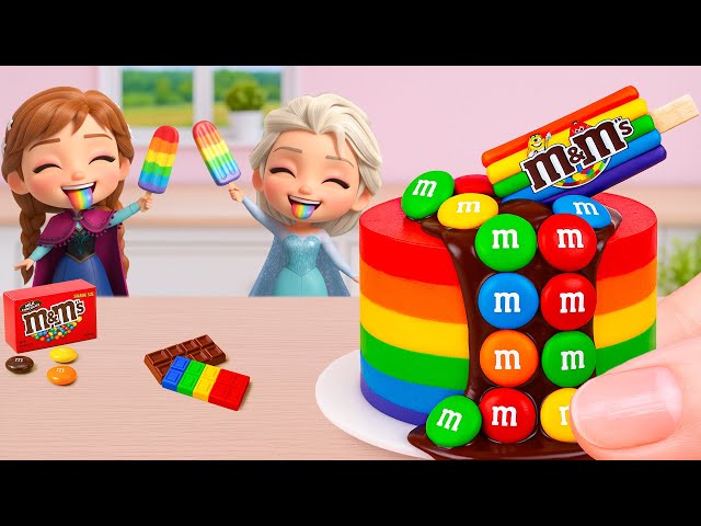 Miniature Rainbow Cake Recipe 🌈 Cute Mini Rainbow M&M Cake Decorating 💖 Yummy Teeny