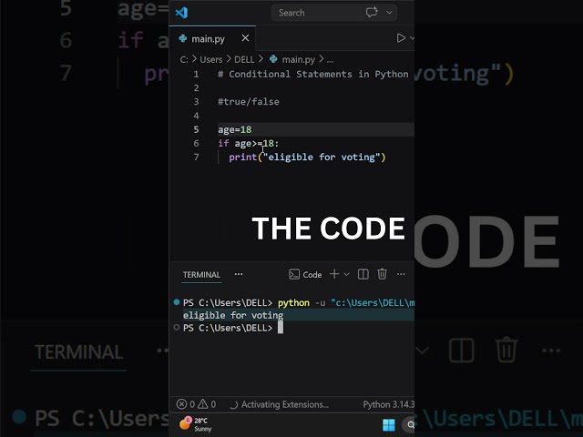 PYTHON : WORKING WITH CONDITIONAL STATEMENTS