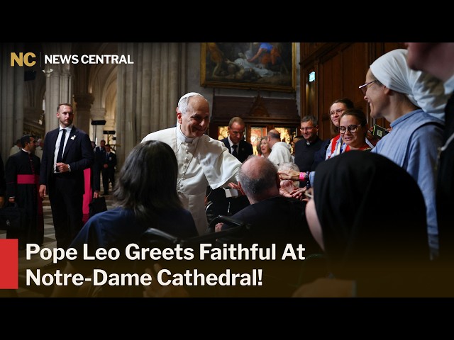 Pope Leo Meets Visitors, Shakes Hands as Greets Faithful At Notre-Dame During Vespers In Paris |AK1Z