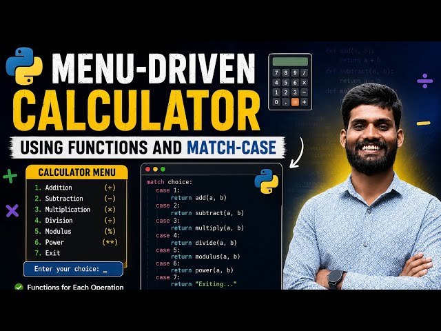 Menu-Driven Calculator using Functions and match-case statement.