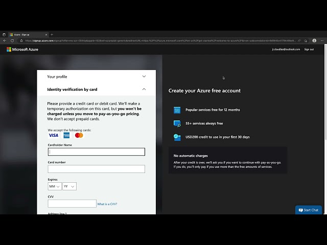 Free Getting Started with Azure Course - [DEMO] Create a Free Azure Subscription