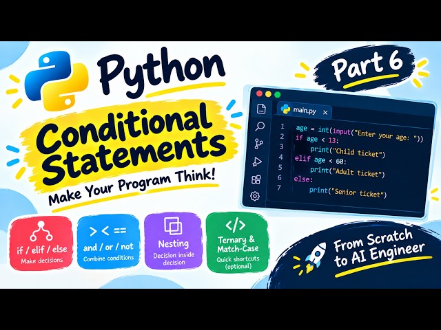 Python Conditional Statements Explained | If, Elif & Else | Part 6