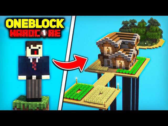 I Built the PERFECT Base in One Block Hardcore Minecraft (#1)