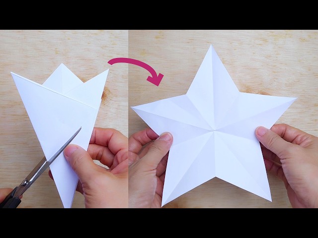 One Cut Origami Star | Easy Perfect 5-Pointed Paper Star