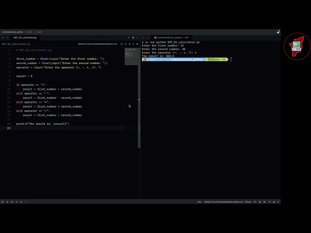 047 Writing A Simple Calculator  - Comprehensive Python in Tamil