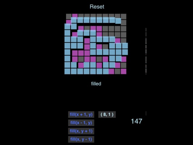 Flood fill algorithm visualization.