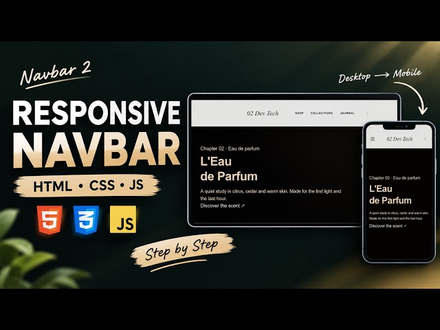Responsive Navbar with HTML CSS & JavaScript | Step-by-Step Tutorial | Navbar 2