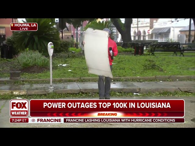 Hurricane Francine Debris Whips Past Reporter On Live TV