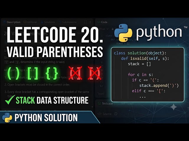 LeetCode 20 - Valid Parentheses in Telugu | Stack Data Structure Python