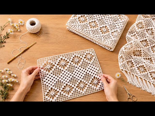 🤍 How to Make a Tile Crochet Pattern? Step-by-Step Easy Blouse, Shawl, Runner Guide / DIY Crochet