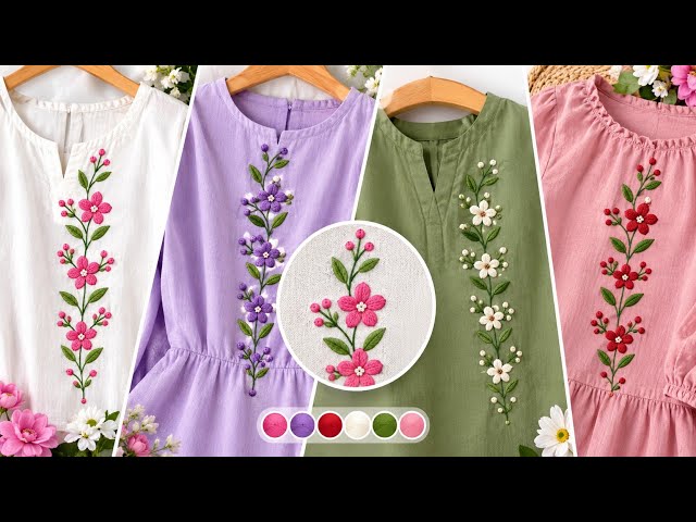 Magic Chain Stitch Embroidery Design | Beautiful Floral Hand Embroidery on Clothes