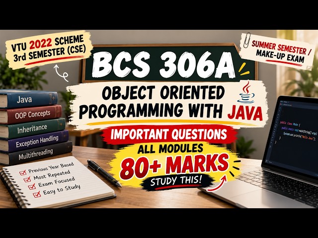 BCS306A OOP with Java Important Questions 🔥 | All Modules  | Summer Semester / Make-Up Exam