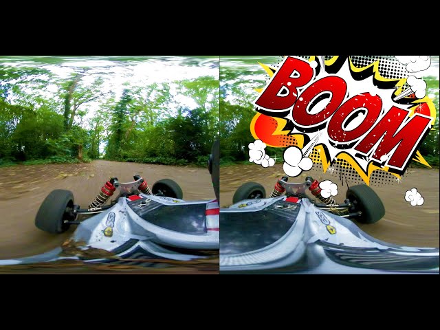 Wltoys 144001 off road buggy rc car & Insta360 EVO in the park, FPV 3D ride/drive experience