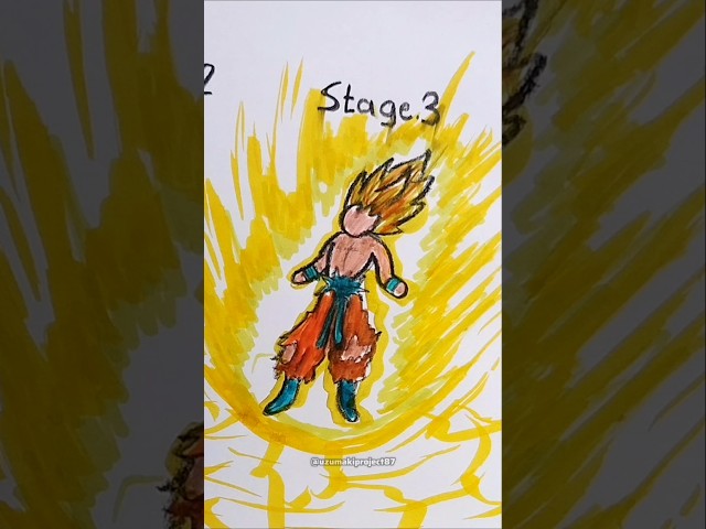 How to draw Goku in stage 1, stage 2, stage 3 #drawing