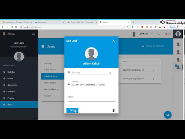 Angular Dashboard Interface