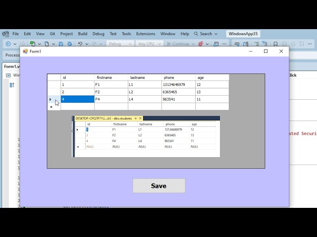 VB.NET CRUD: Insert, Update & Delete SQL LocalDB DataGridView Using One Button