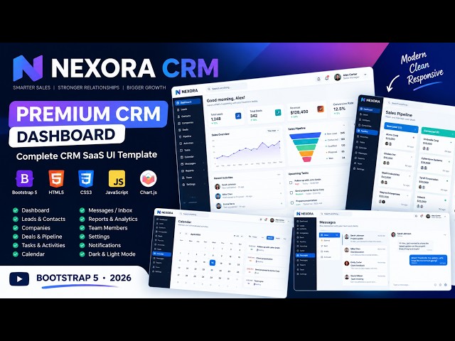 NEXORA CRM – Premium Bootstrap 5 Admin Dashboard | Complete CRM SaaS UI Template 2026